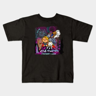 Cat god of thunder love Kids T-Shirt